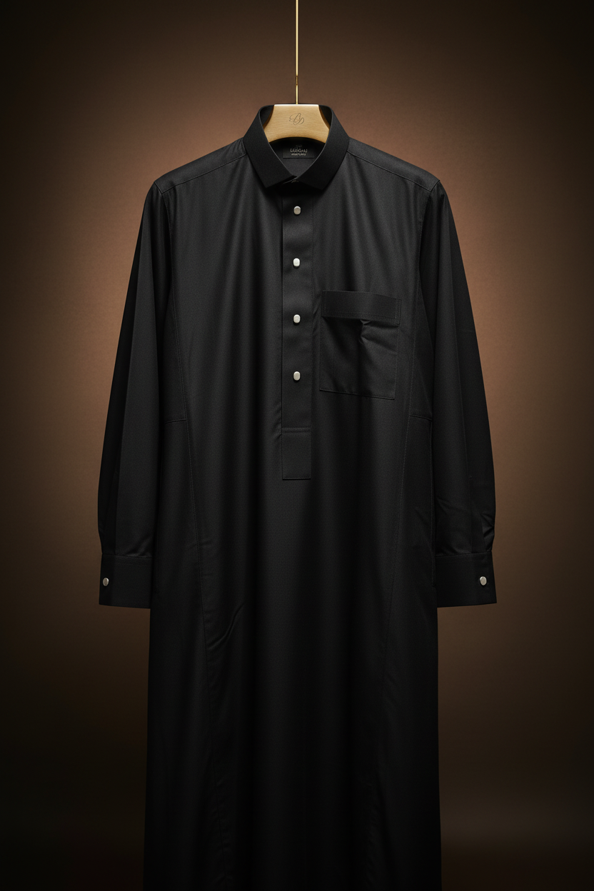 Classic Black Thobe – Premium Edition