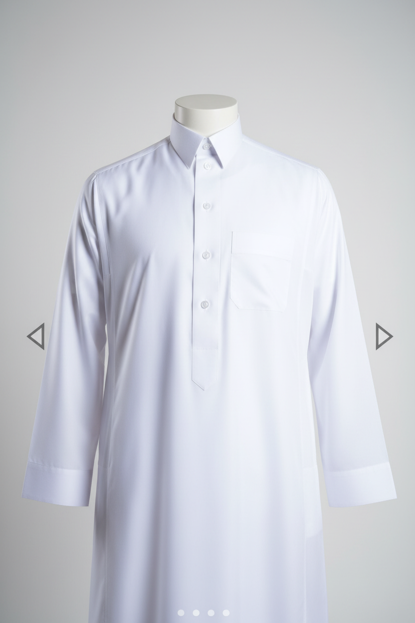 Daffah Classic White Thobe – Cotton & Polyester Blend